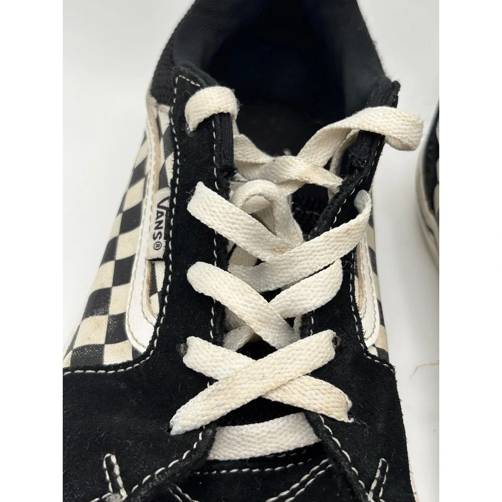 Vans Youth Size 7 Black White Checkerboard Suede Low Top Skate Sneakers Shoes